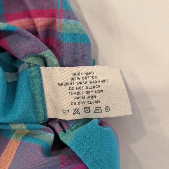 VTG 90s Duckhead Mens Colorful Plaid Button-Up Shirt Sz Large Short Sleeve - Picture 7 of 7